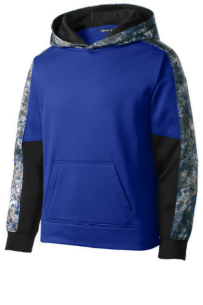 Youth Sport-Wick® Mineral Freeze Fleece Colorblock Hooded Pullover